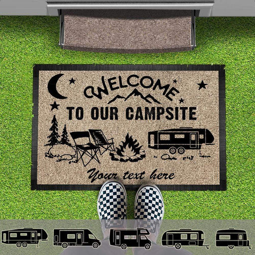 Gosszy Welcome To Our Campsite Camping Doormat, RVs Camper Motorhome, Camping Gift Doormat 15x24in-40x60cm