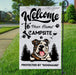 Gosszy Welcome To Our Campsite Garden Flag, Dog Lover Gift, Camping Gift Garden Flag Without Flagpole / Polyester / 12" x 18"