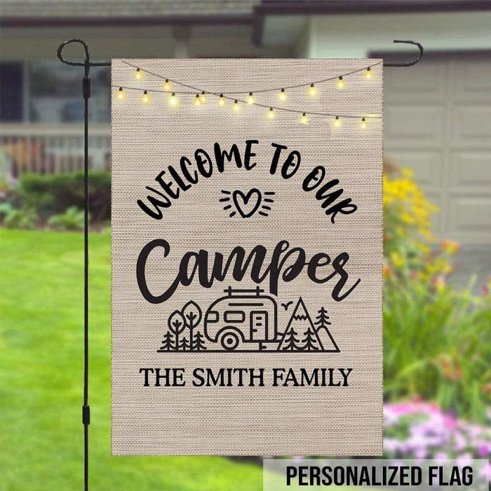 Gosszy Welcome To Our Campsite Garden Flag For Camping Lovers, Camping Time v3 Garden Flag