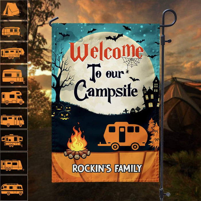 Gosszy Welcome To Our Campsite Garden Flag For Halloween, Camping Gift Garden Flag Without flagpole