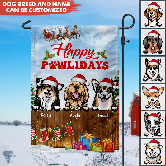 Happy Pawlidays Dog Garden Flag, Personalized Dog Lover Gift, Christmas Gift
