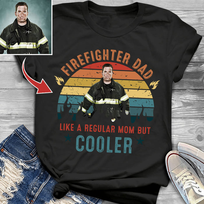 Vintage Retro Custom Photo Firefighter T Shirt, Firefighter Dad t shirt, Firefighter Mom Gift