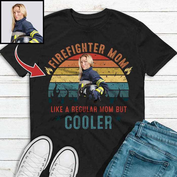 Vintage Retro Custom Photo Firefighter T Shirt, Firefighter Dad t shirt, Firefighter Mom Gift