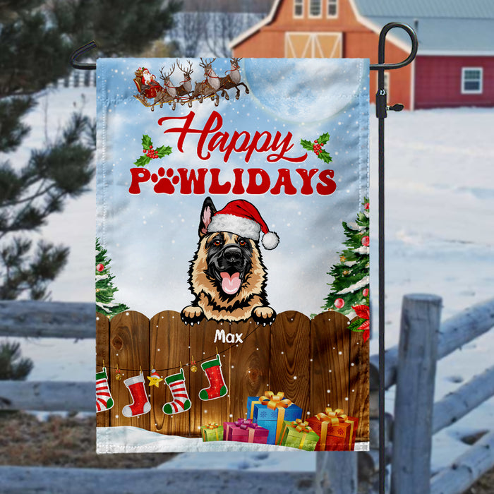 Happy Pawlidays Dog Garden Flag, Personalized Dog Lover Gift, Christmas Gift