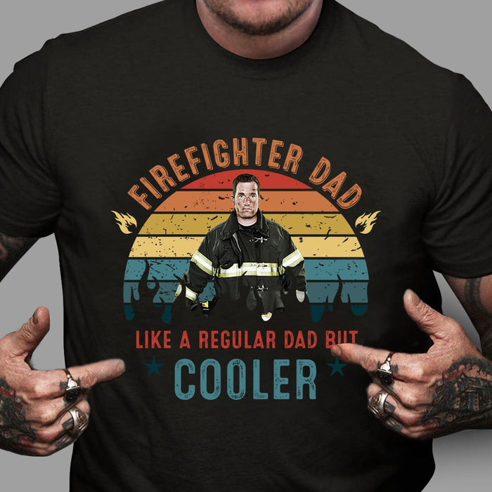 Vintage Retro Custom Photo Firefighter T Shirt, Firefighter Dad t shirt, Firefighter Mom Gift