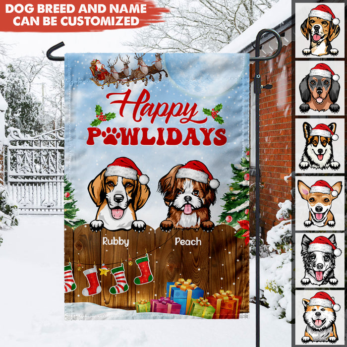 Happy Pawlidays Dog Garden Flag, Personalized Dog Lover Gift, Christmas Gift
