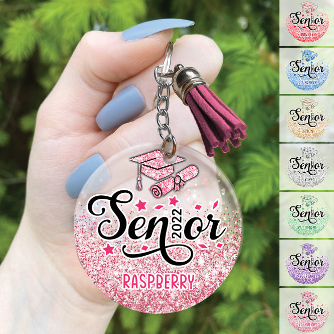 Senior 2022 Graduation Glitter Keychain, Senior Gift, Graduation Gift, Back To School Gift